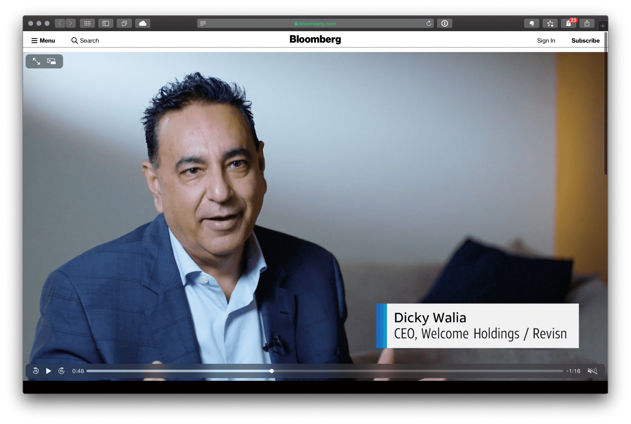 Dicky Walia featured on Bloomberg